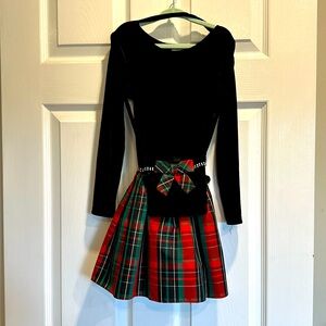 Gorgeous Black Velvet and Argyle dress with diamond embellishments